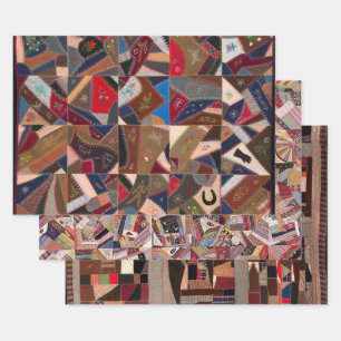 Crazy quilt design inpakpapier vel