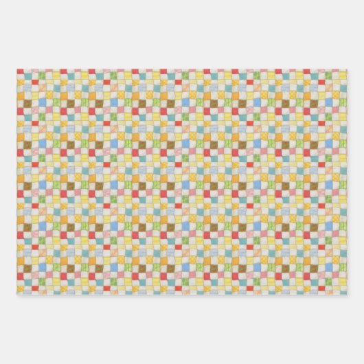 CRAZY QUILT Flat Sheet wrapping papier Inpakpapier Vel (Voorkant 2)