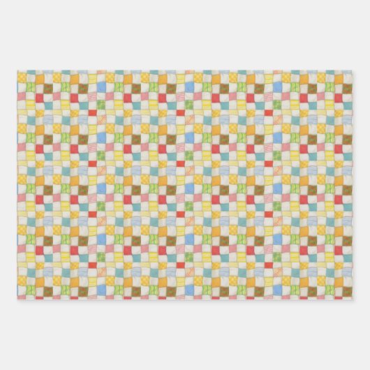 CRAZY QUILT Flat Sheet wrapping papier Inpakpapier Vel (Voorkant)