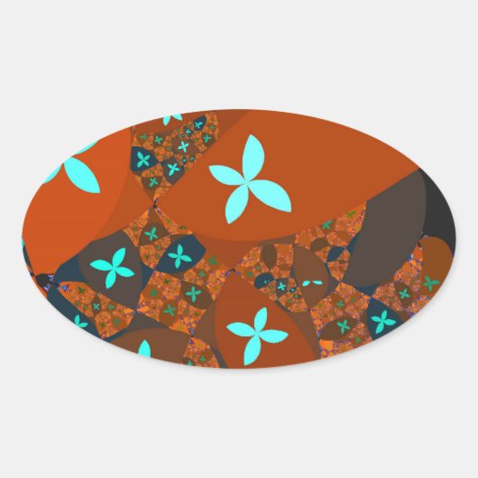 Crazy Quilt - FRACTAL ABSTRACT ONTWERP Ovale Sticker (Voorkant)