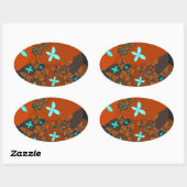 Crazy Quilt - FRACTAL ABSTRACT ONTWERP Ovale Sticker (Vel)