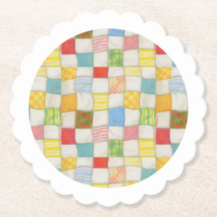 CRAZY QUILT geschulpte ronde papieren Onderzetters