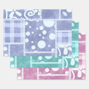 Crazy Quilt Gingham Bloemendecoratie Inpakpapier Vel