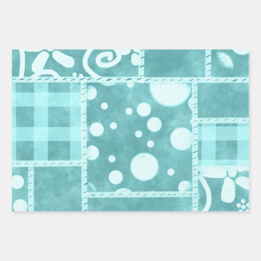 Crazy Quilt Gingham Floral Pattern Decoupage Inpakpapier Vel (Voorkant 2)