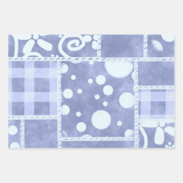 Crazy Quilt Gingham Floral Pattern Decoupage Inpakpapier Vel