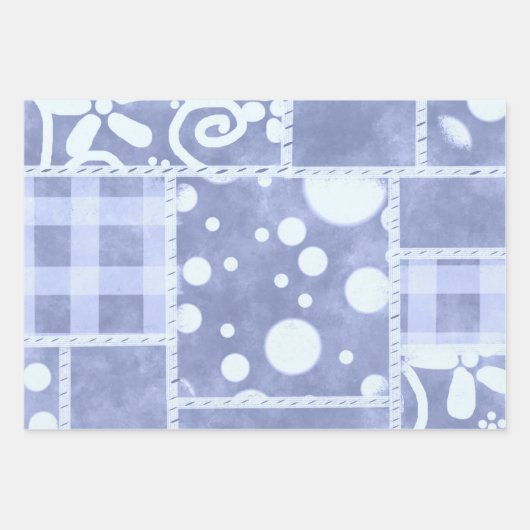 Crazy Quilt Gingham Floral Pattern Decoupage Inpakpapier Vel (Voorkant)