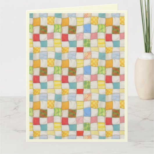 CRAZY QUILT Grote bedankkaart / Crème (Voorkant)