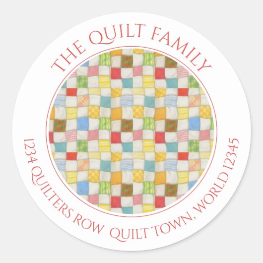 CRAZY QUILT Grote ronde adresenvelop afdichtingen Sticker (Voorkant)