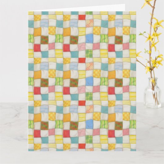 CRAZY QUILT Grote Verjaardag Kaart (Gele Bloem)