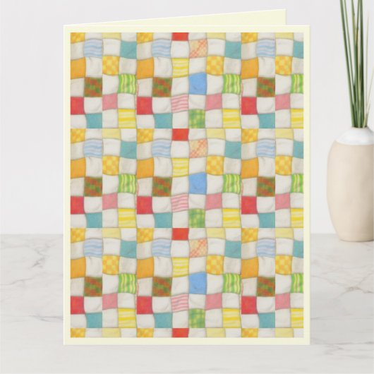 CRAZY QUILT Grote Verjaardag Kaart / Cream (Voorkant)