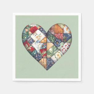 Crazy Quilt Hart Op Saliegroen Servet