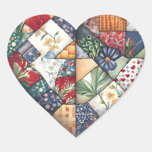 Crazy Quilt Hartontwerp Hart Sticker