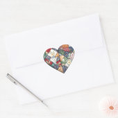 Crazy Quilt Hartontwerp Hart Sticker (Envelop)