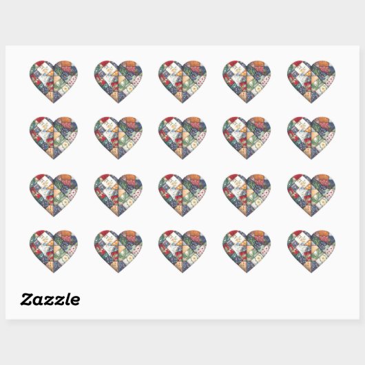 Crazy Quilt Heart Design Hart Sticker (Vel)