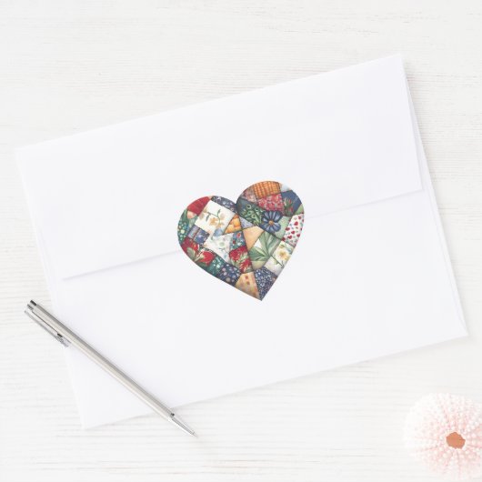 Crazy Quilt Heart Design Hart Sticker (Envelop)