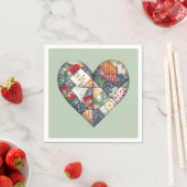 Crazy Quilt Heart On Sage Green Servet (Insitu)