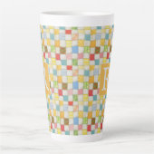 CRAZY QUILT Hoge Latte Mok + Tekst / Goud (Voorkant)