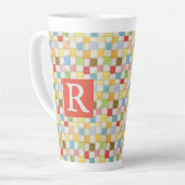 CRAZY QUILT Hoge Latte Mok + Tekst / Rood (Linkerhoek)