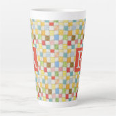 CRAZY QUILT Hoge Latte Mok + Tekst / Rood (Voorkant)