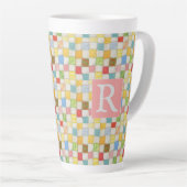 CRAZY QUILT Hoge Latte Mok + Tekst / Roze (Rechterhoek)