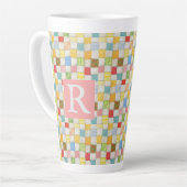 CRAZY QUILT Hoge Latte Mok + Tekst / Roze (Linkerhoek)