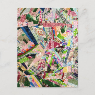 Crazy Quilt in Spring Colors Round Briefkaart