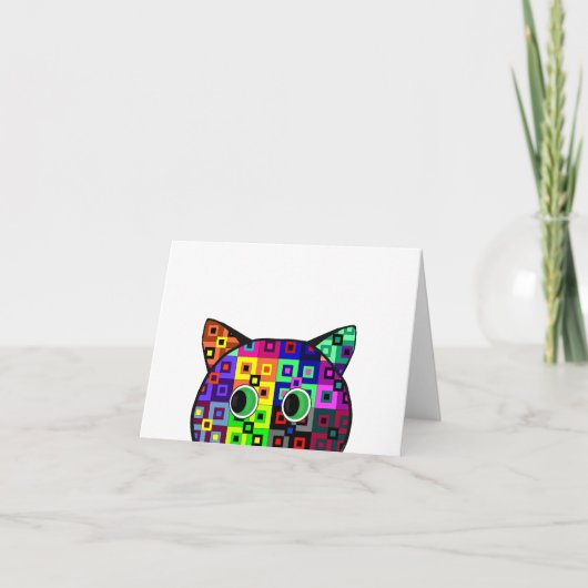 Crazy Quilt Kat Feestdagen Kaart (Voorkant)