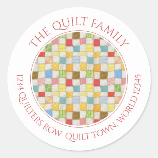CRAZY QUILT Kleine Ronde Adres Envelop Afdichtinge Ronde Sticker (Voorkant)
