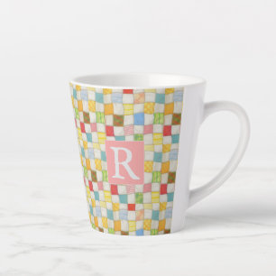 CRAZY QUILT Latte Mokkop + Tekst / Roze Mok