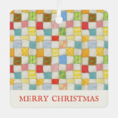 CRAZY QUILT Metal Square Ornament + Tekst (Voorkant)