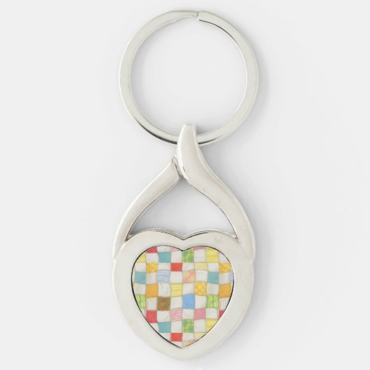 CRAZY QUILT Metalen Hart Sleutelhanger (Voorkant)