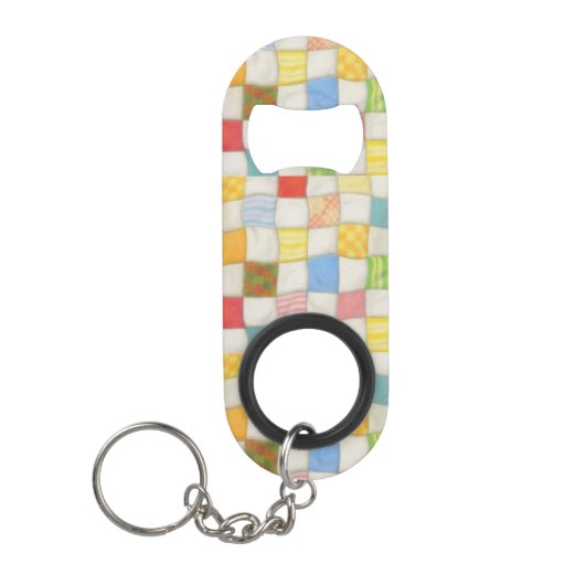 CRAZY QUILT Mini Flessenopener met Sleutelhanger (Voorkant)