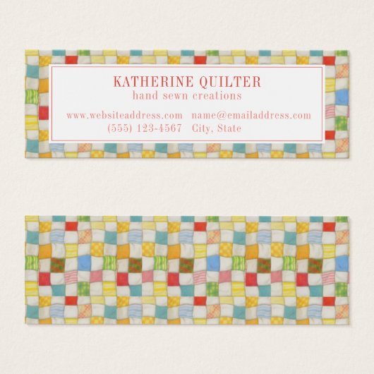 CRAZY QUILT Mini Visitekaartje (Voorkant /achterkant)