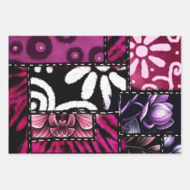 Crazy Quilt Multi-Color Floral Pattern Decoupage Inpakpapier Vel