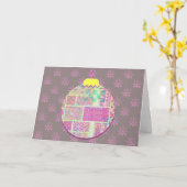  Crazy Quilt Ornament Kerstmis Kaart (Gele Bloem)