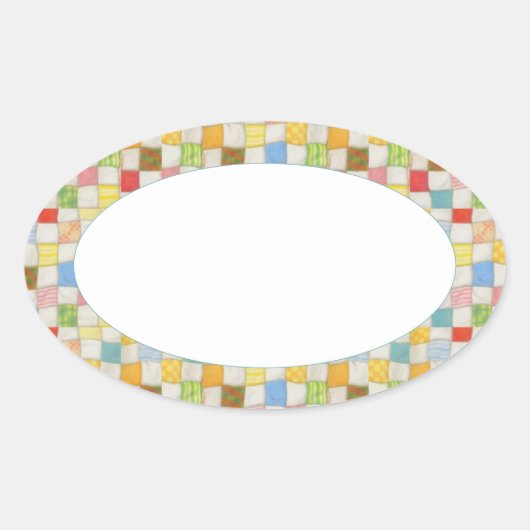 CRAZY QUILT Ovaal Mat Stickers (Voorkant)