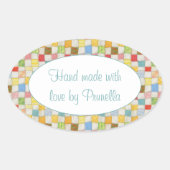 CRAZY QUILT ovale "handgemaakte" Stickers (Voorkant)