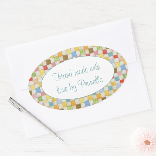 CRAZY QUILT ovale "handgemaakte" Stickers (Envelop)
