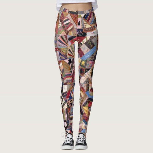 Crazy Quilt Patchwork-look Leggings (Voorkant)