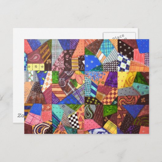 Crazy Quilt Patchwork Quilt Abstract Art Geometric Briefkaart (Voorkant / Achterkant)
