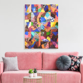 Crazy Quilt Patchwork Quilt Abstract Art Geometric Canvas Afdruk (Insitu (Woonkamer))