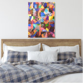 Crazy Quilt Patchwork Quilt Abstract Art Geometric Canvas Afdruk (Insitu (Slaapkamer))