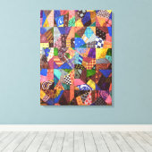 Crazy Quilt Patchwork Quilt Abstract Art Geometric Canvas Afdruk (Insitu (Houten vloer))