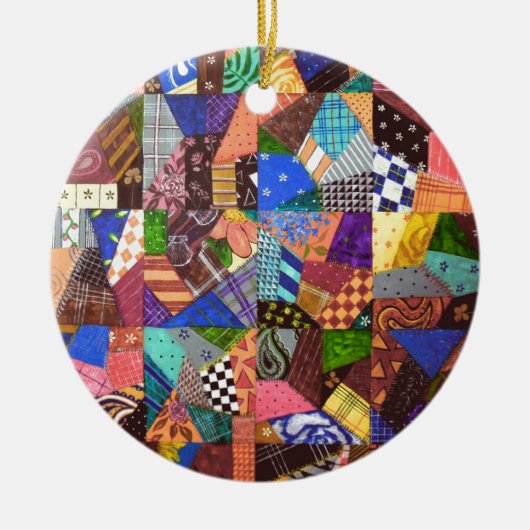 Crazy Quilt Patchwork Quilt Abstract Art Geometric Keramisch Ornament (Voorkant)
