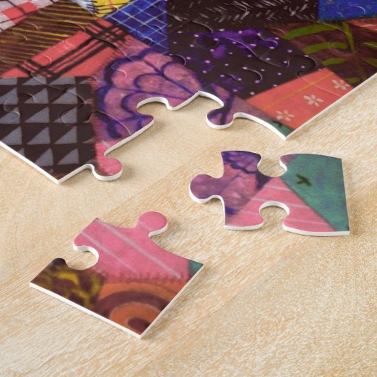 Crazy Quilt Patchwork Quilt Abstract Art Geometric Legpuzzel (Zijkant)