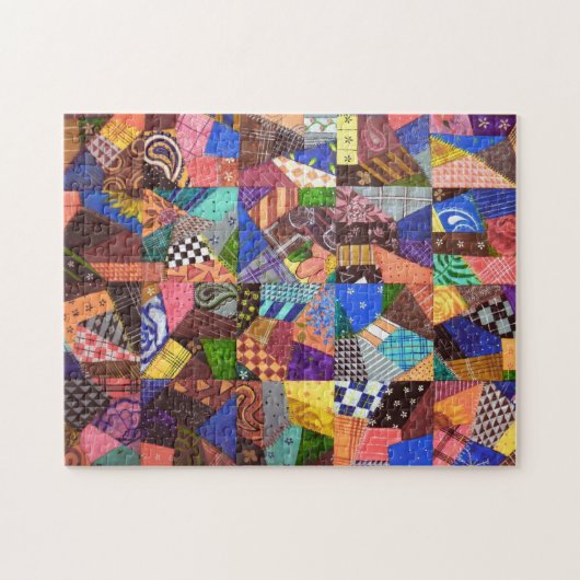 Crazy Quilt Patchwork Quilt Abstract Art Geometric Legpuzzel (Horizontaal)