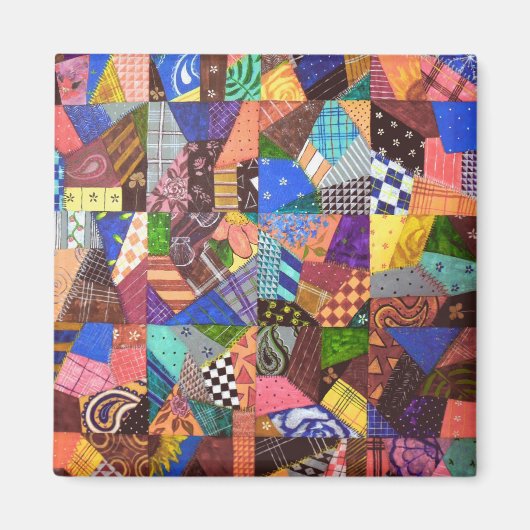 Crazy Quilt Patchwork Quilt Abstract Art Geometric Magneet (Voorkant)