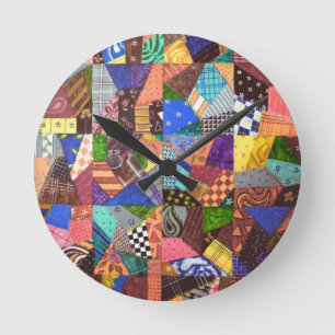 Crazy Quilt Patchwork Quilt Abstract Art Geometric Ronde Klok
