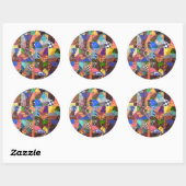 Crazy Quilt Patchwork Quilt Abstract Art Geometric Ronde Sticker (Vel)