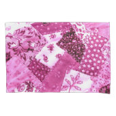 Crazy Quilt Patroon Roze Witte Bloemen Patchwork Kussensloop (Voorkant-Links)